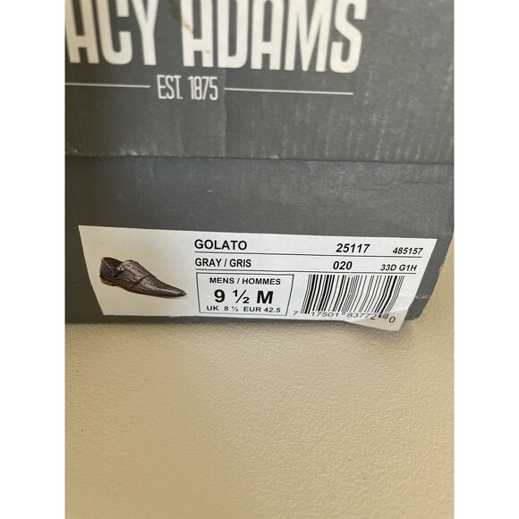 Stacey Adams  “Golato” Gray leather Hornback crocodile print double Monk 9 1/2 main image 4